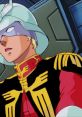 Char Aznable in iconic military uniform, showcasing his stylish helmet and intricate coat design, exuding a commanding presence.