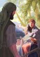 Débora passionately communicates with a man against a backdrop of palm trees and mountains, highlighting her leadership role.
