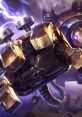Blitzcrank, the powerful robot champion, surrounded by lightning and mechanical elements, showcasing his strength and design.