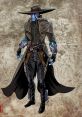 Cad Bane stands menacingly in a trench coat, wielding blasters with a unique alien design and iconic wide-brimmed hat.