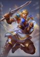 Sophitia from Soulcalibur wielding a sword and shield, dressed in armor with a flowing skirt, ready for battle.