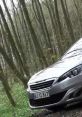Test Model 308 parked in a forest setting, showcasing its sleek design and robust performance on rugged terrain.
