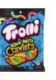 Trolli Sour Brite Crawlers gummy candy pack featuring colorful, sour gummy worms in a vibrant design.