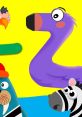 Colorful cartoon animals including a zebra, flamingo, and walrus against a bright yellow background for ABC Planet Ellie.