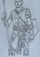 Detailed illustration of a warrior character by Gary Díaz, showcasing intricate armor designs and a spear.