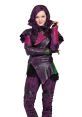 Mal from Descendants in a stylish purple costume, showcasing her confident pose and unique fashion sense.