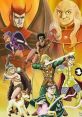 80s DnD-inspired characters in a dynamic fantasy scene, featuring heroes and villains in vibrant, colorful artwork.