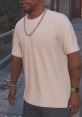 Character Stretch from GTA V in a white t-shirt, adorned with tattoos and trendy accessories, showcasing urban style.
