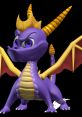 Spyro the Dragon character with purple scales, golden horns, and vibrant wings, showcasing his heroic and adventurous spirit.