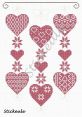 Cross-stitch pattern design featuring intricate red hearts and floral motifs by Ashlen Sticken, ideal for crafting projects.