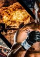 Intense boxing scene with a muscular fighter, showcasing his determination amidst explosive visuals, reflecting the spirit of "Undisputed.