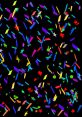 Colorful confetti in various shapes and sizes falling against a black background, perfect for celebrations and festive occasions.