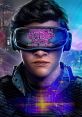 Young gamer wearing VR headset, immersed in the virtual world of "Ready Player One," showcasing futuristic digital elements.