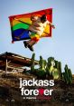 Person in colorful harness leaps off a slope, promoting "Jackass Forever," releasing in theaters on October 22.