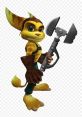 Ratchet holds a wrench, ready for action in Ratchet & Clank (2002), showcasing his adventurous spirit and unique style.