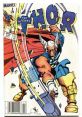 Cover of "The Mighty Thor" comic featuring Thor wielding Mjolnir, showcasing action and dynamic colors in a classic style.