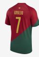 Portugal jersey featuring Cristiano Ronaldo's name and iconic number 7, showcasing national team colors.